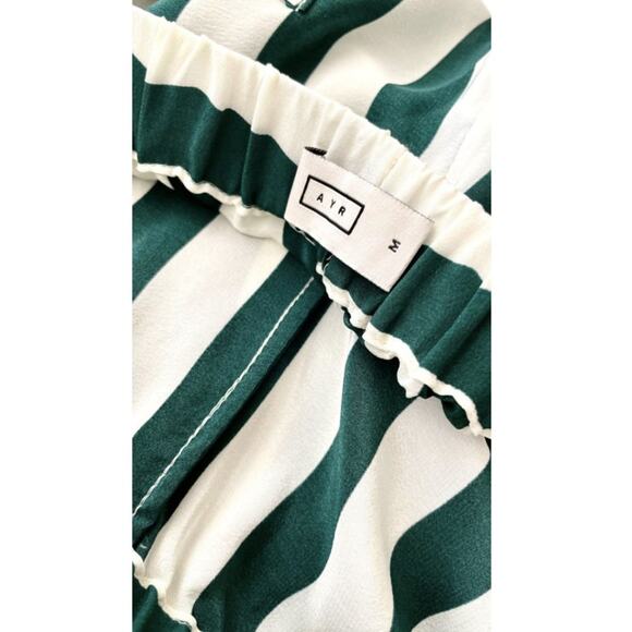 NWOT AYR The Flow State Pant Regatta Green striped high waist silk blend sz M - Picture 5 of 6